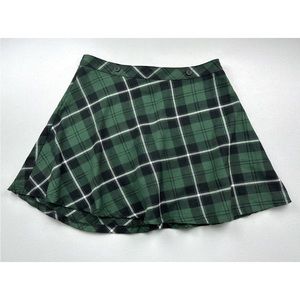 Royal Bones Plaid Mini Skirter Womens Small Green Vintage Hot Topic Goth Skater